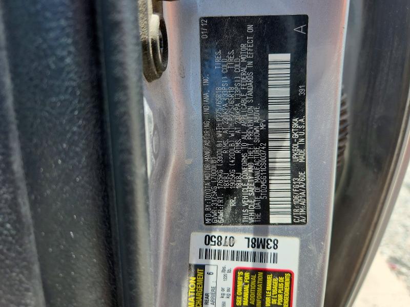 Aukcja sprzedaży 2012 Toyota Sequoia, vin: 5TDZM5G11CS003742, numer aukcji: 62053026