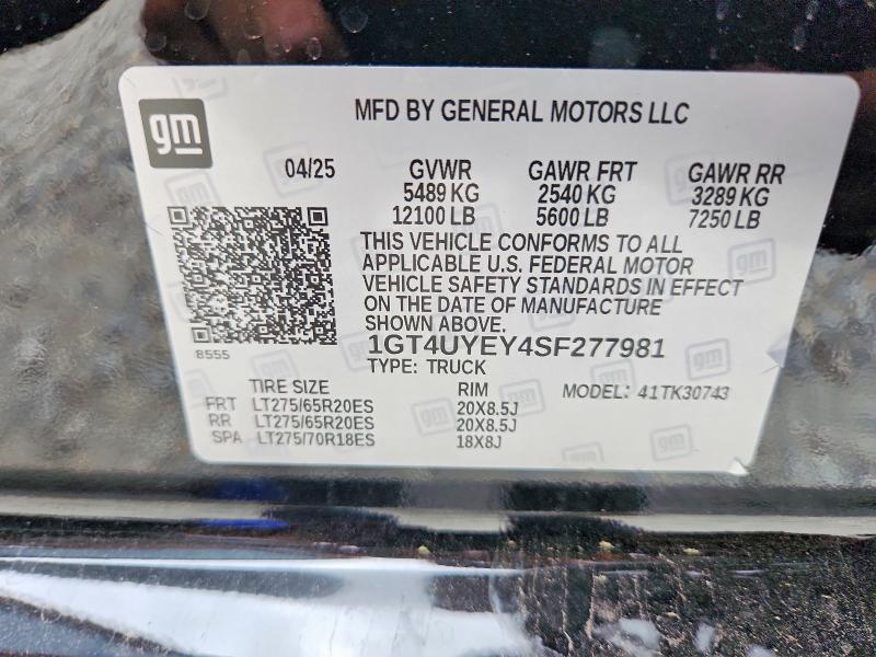 Продажа на аукционе авто 2025 Gmc Sierra, vin: 1GT4UYEY4SF277981, номер лота: 62635466