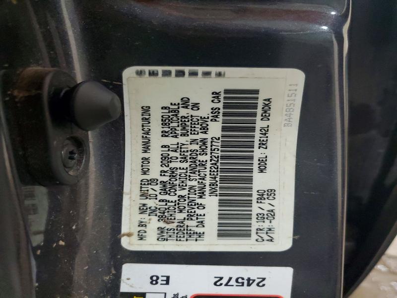 59167696 :رقم المزاد ، 1NXBU4EE2AZ275772 vin ، 2010 Toyota Corolla مزاد بيع