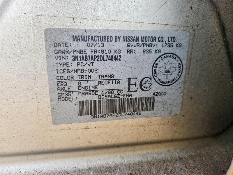 Aukcja sprzedaży 2013 Nissan Sentra, vin: 3N1AB7AP2DL748442, numer aukcji: 61593316