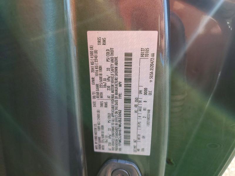 Aukcja sprzedaży 2021 Ford Escape, vin: 1FMCU9H67MUB23092, numer aukcji: 63055656