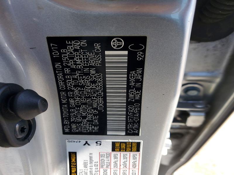 Продаж на аукціоні авто 2017 Toyota Prius, vin: JTDKBRFU2H3580833, номер лоту: 60383236