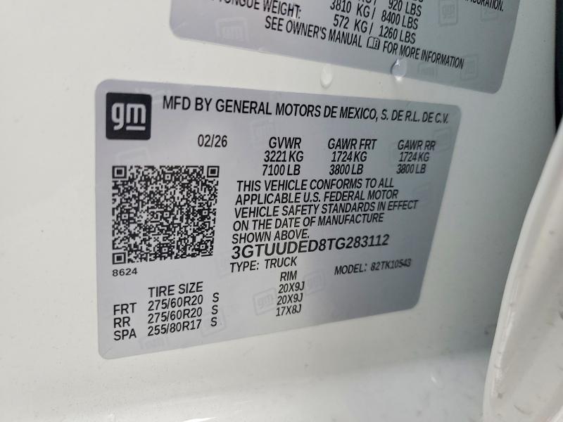 60214656 :رقم المزاد ، 3GTUUDED8TG283112 vin ، 2026 Gmc Sierra مزاد بيع