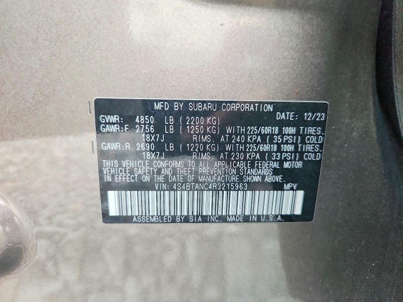 Продажа на аукционе авто 2024 Subaru Outback, vin: 4S4BTANC4R3215963, номер лота: 63244576