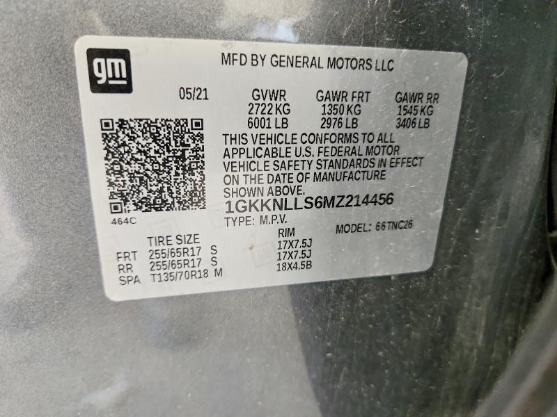 Aukcja sprzedaży 2021 Gmc Acadia, vin: 1GKKNLLS6MZ214456, numer aukcji: 62469916
