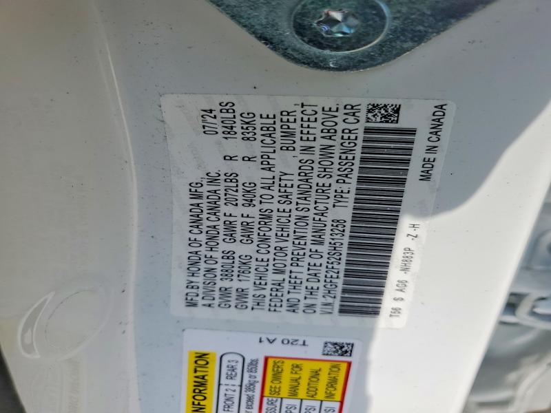 63425516 :رقم المزاد ، 2HGFE2F52SH513258 vin ، 2025 Honda Civic مزاد بيع