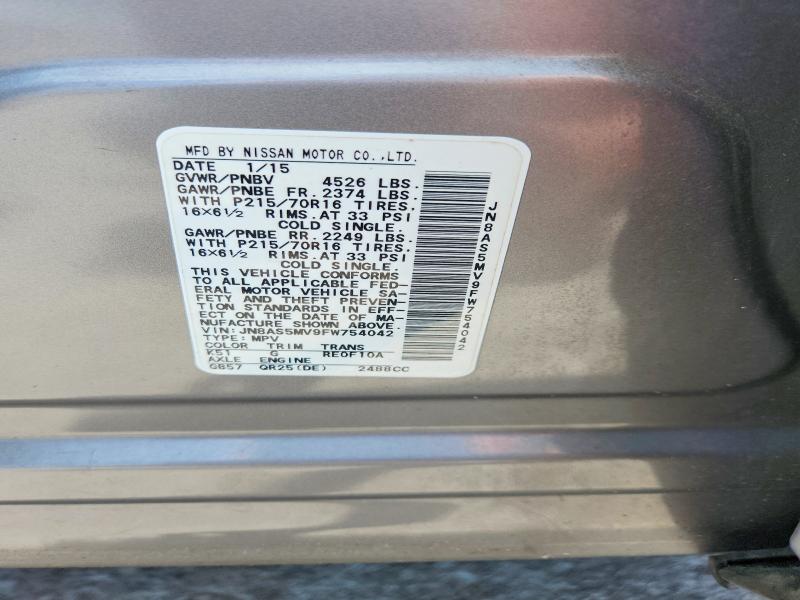 Продажа на аукционе авто 2015 Nissan Rogue Select, vin: JN8AS5MV9FW754042, номер лота: 60597126