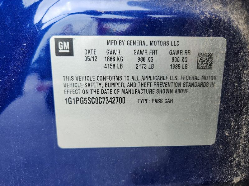 Продажа на аукционе авто 2012 Chevrolet Cruze, vin: 1G1PG5SC0C7342700, номер лота: 62346306