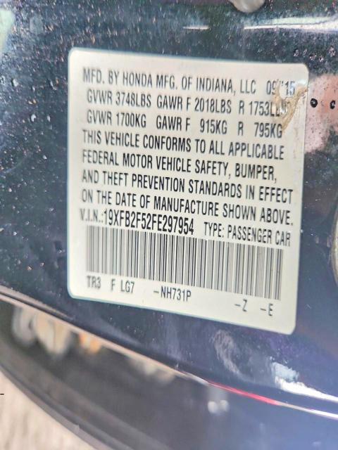 Продаж на аукціоні авто 2015 Honda Civic, vin: 19XFB2F52FE297954, номер лоту: 59788056