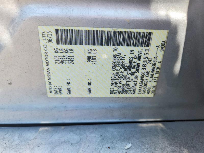 Aukcja sprzedaży 2016 Nissan Maxima, vin: 1N4AA6AP0GC383551, numer aukcji: 59530516