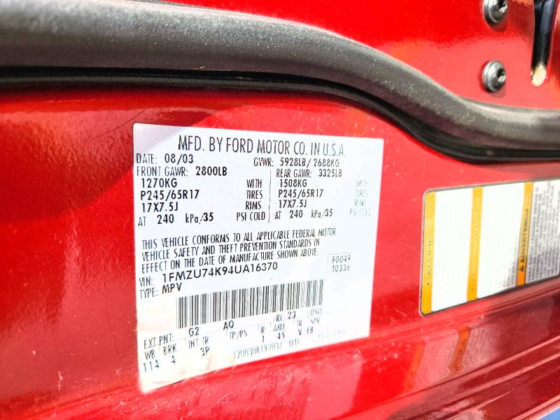 Aukcja sprzedaży 2004 Ford Explorer, vin: 1FMZU74K94UA16370, numer aukcji: 63215436