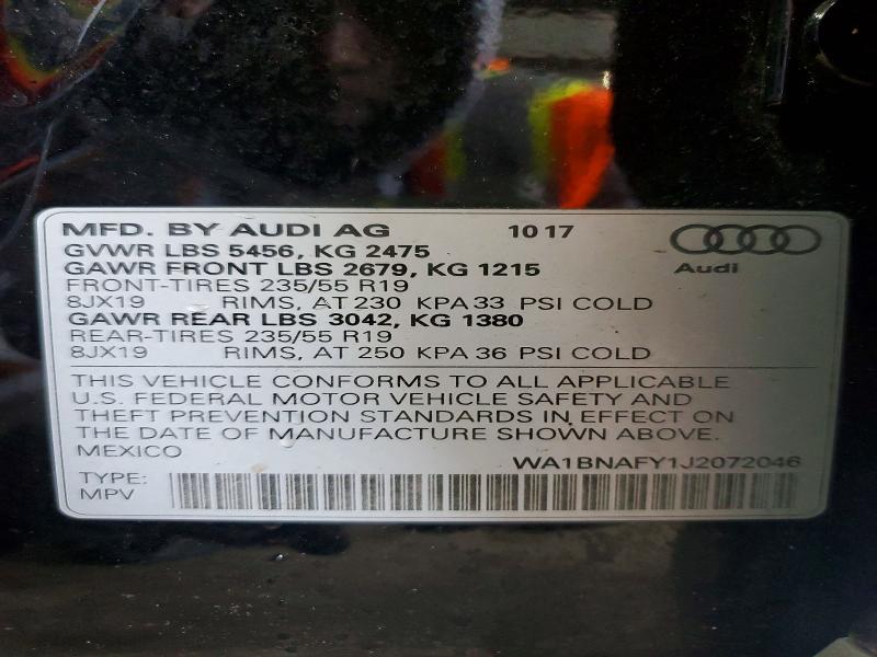 Продажа на аукционе авто 2018 Audi Q5, vin: WA1BNAFY1J2072046, номер лота: 59357216