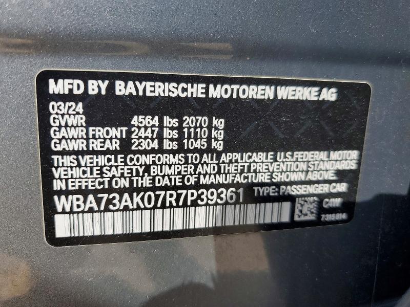 2024 Bmw 228xi მანქანა იყიდება აუქციონზე, vin: WBA73AK07R7P39361, აუქციონის ნომერი: 60818356