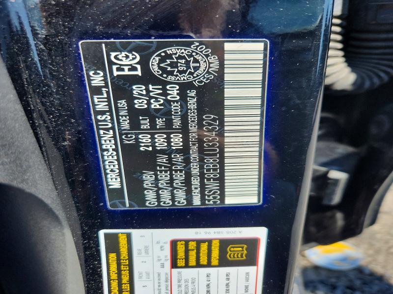 Продажа на аукционе авто 2020 Mercedes-benz C, vin: 55SWF8EB8LU334329, номер лота: 61729276