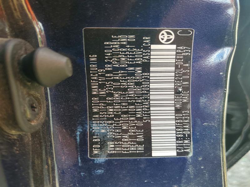 Aukcja sprzedaży 2020 Toyota Corolla, vin: 5YFEPRAE3LP090738, numer aukcji: 59958936
