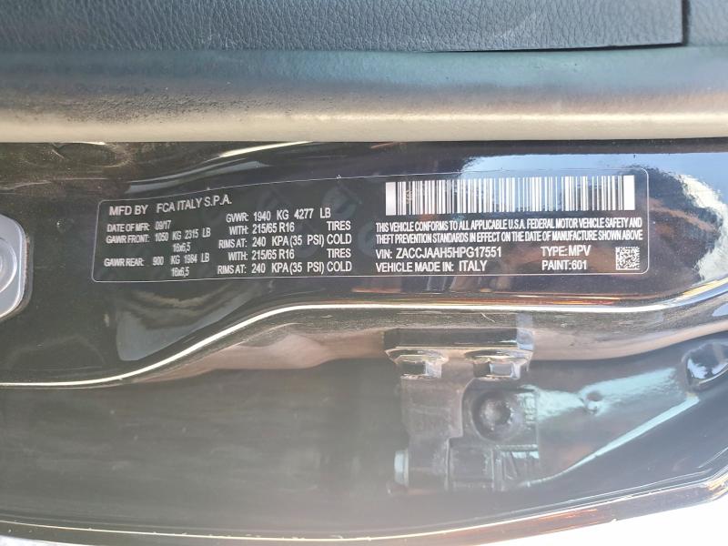 Aukcja sprzedaży 2017 Jeep Renegade, vin: ZACCJAAH5HPG17551, numer aukcji: 59992546