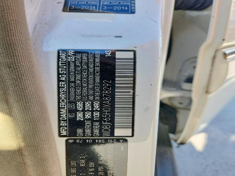 60191396 :رقم المزاد ، WDBJF65H0XA878292 vin ، 1999 Mercedes-benz E مزاد بيع