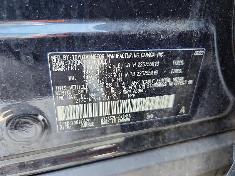 Aukcja sprzedaży 2022 Toyota Rav4, vin: 2T3C1RFV4NC197079, numer aukcji: 62816236