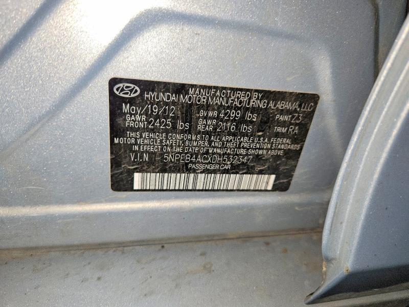 2013 Hyundai Sonata მანქანა იყიდება აუქციონზე, vin: 5NPEB4ACXDH532347, აუქციონის ნომერი: 62789566