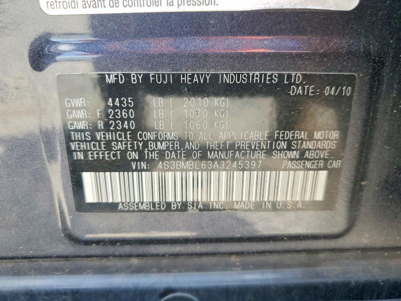 62624176 :رقم المزاد ، 4S3BMBL63A3245397 vin ، 2010 Subaru Legacy مزاد بيع