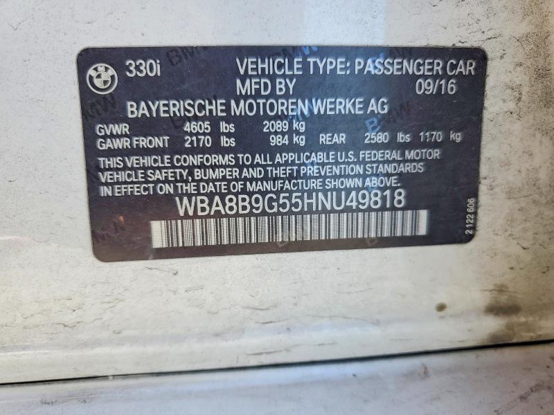 59543156 :رقم المزاد ، WBA8B9G55HNU49818 vin ، 2017 Bmw 330 مزاد بيع