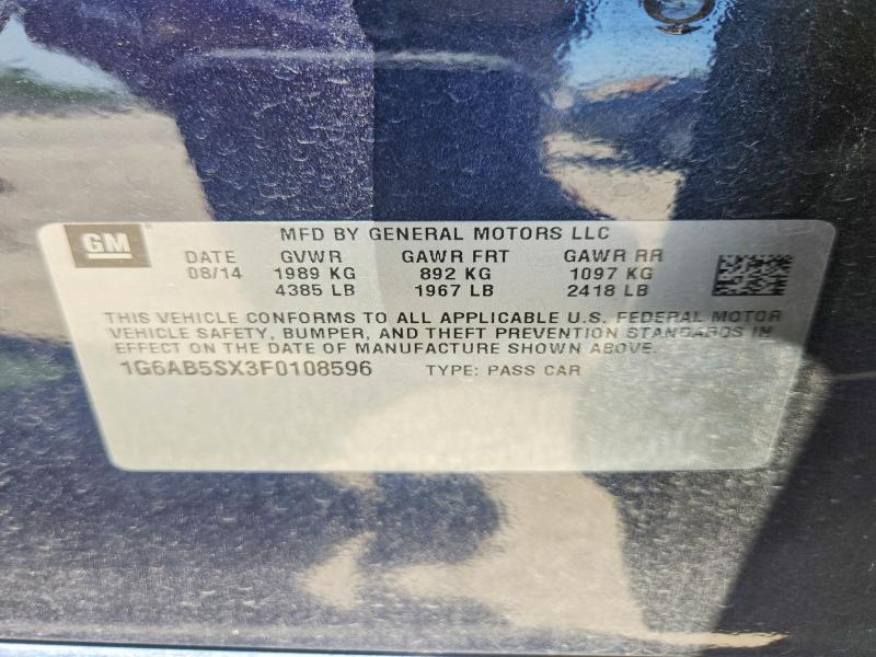 2015 Cadillac Ats მანქანა იყიდება აუქციონზე, vin: 1G6AB5SX3F0108596, აუქციონის ნომერი: 61882906