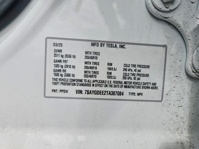 2026 Tesla Model Y მანქანა იყიდება აუქციონზე, vin: 7SAYGDEE2TA387084, აუქციონის ნომერი: 61540756