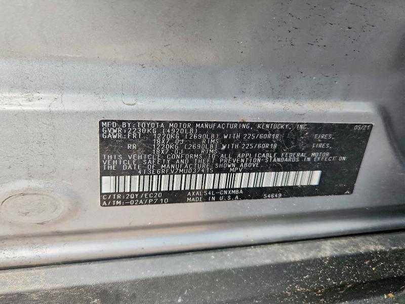 Auction sale of the 2021 Toyota Rav4, vin: 4T3E6RFV7MU037415, lot number: 63197026