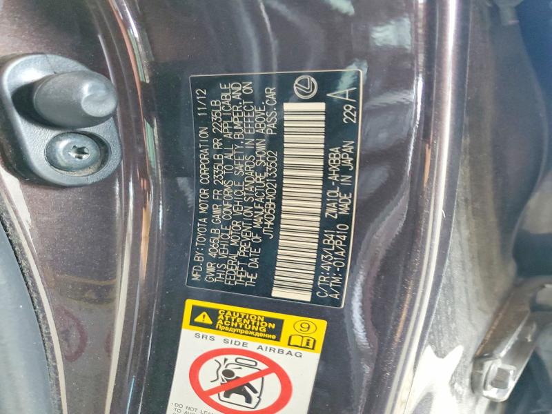 61756206 :رقم المزاد ، JTHKD5BHXD2133502 vin ، 2013 Lexus Ct مزاد بيع
