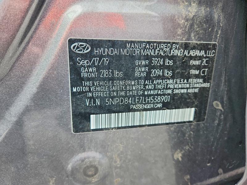 Продаж на аукціоні авто 2020 Hyundai Elantra, vin: 5NPD84LF7LH538901, номер лоту: 63028156