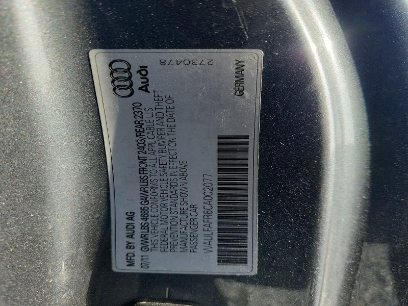 2012 Audi A5 მანქანა იყიდება აუქციონზე, vin: WAULFAFR6CA002077, აუქციონის ნომერი: 56084796