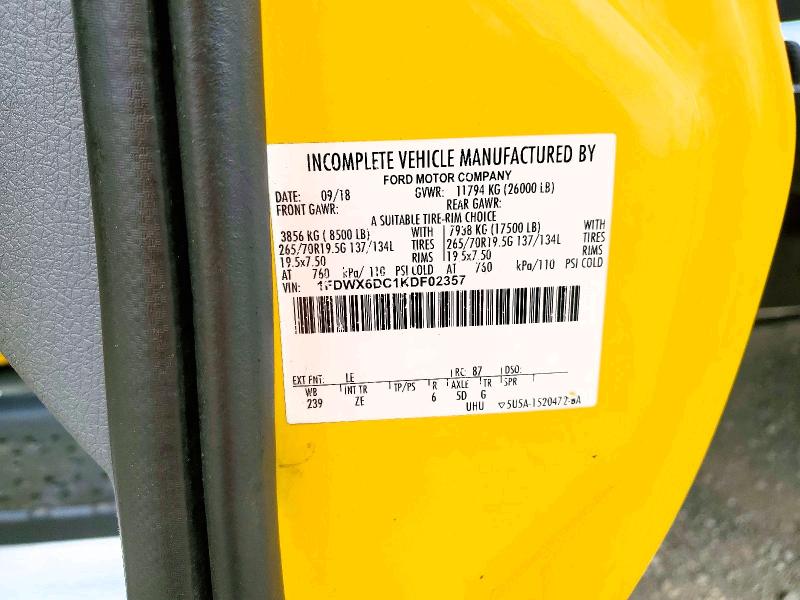 61434476 :رقم المزاد ، 1FDWX6DC1KDF02357 vin ، 2019 Ford F650 مزاد بيع