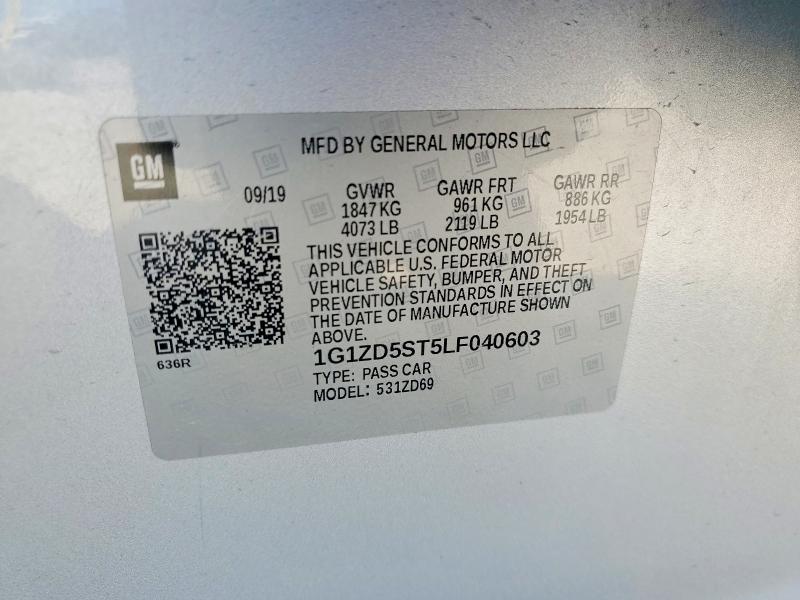 Продажа на аукционе авто 2020 Chevrolet Malibu, vin: 1G1ZD5ST5LF040603, номер лота: 62869986