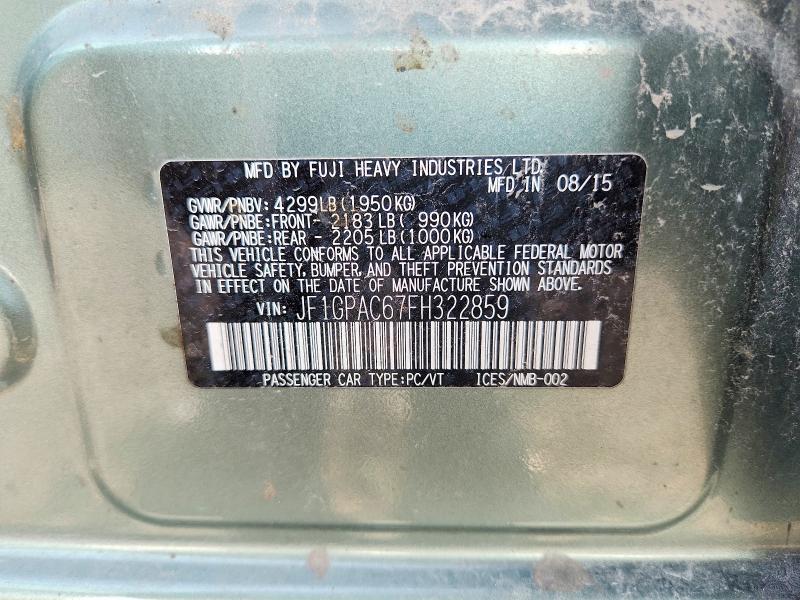Продажа на аукционе авто 2015 Subaru Impreza, vin: JF1GPAC67FH322859, номер лота: 63112406