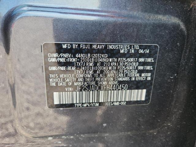 2015 Subaru Forester მანქანა იყიდება აუქციონზე, vin: JF2SJADCXFH440450, აუქციონის ნომერი: 58233486