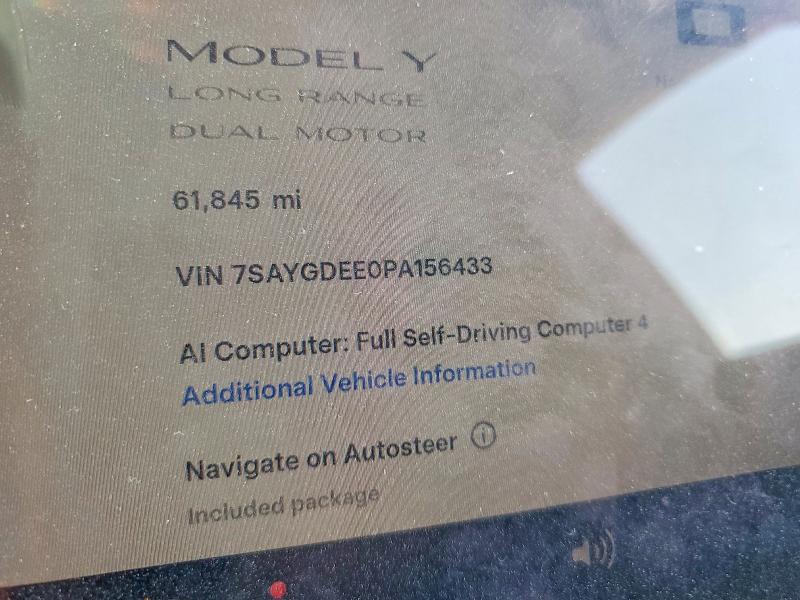 Aukcja sprzedaży 2023 Tesla Model Y, vin: 7SAYGDEE0PA156433, numer aukcji: 61958716