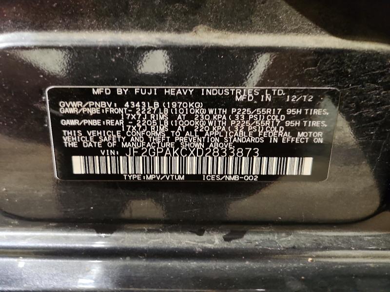 Продажа на аукционе авто 2013 Subaru Xv Crosstrek, vin: JF2GPAKCXD2833873, номер лота: 59707516