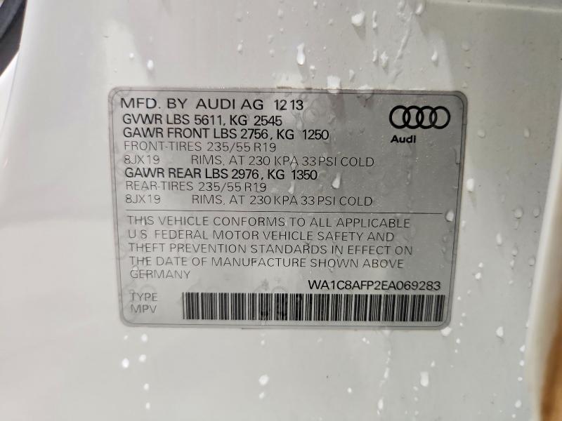 Продаж на аукціоні авто 2014 Audi Q5, vin: WA1C8AFP2EA069283, номер лоту: 61901556