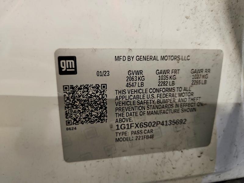 Aukcja sprzedaży 2023 Chevrolet Bolt Ev, vin: 1G1FX6S02P4135692, numer aukcji: 60093436