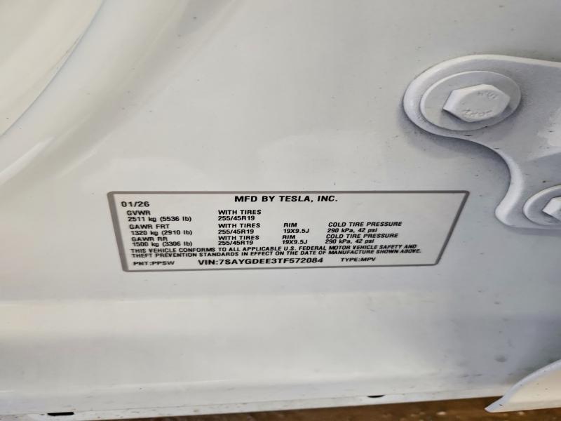 Продаж на аукціоні авто 2026 Tesla Model Y, vin: 7SAYGDEE3TF572084, номер лоту: 62865976
