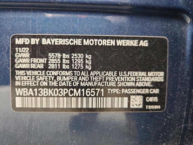 62842126 :رقم المزاد ، WBA13BK03PCM16571 vin ، 2023 Bmw M550xi مزاد بيع