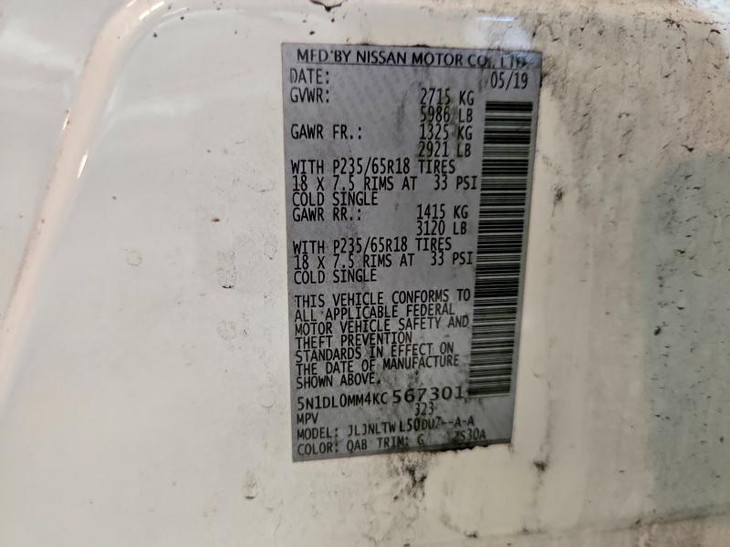 56196286 :رقم المزاد ، 5N1DL0MM4KC567301 vin ، 2019 Infiniti Qx60 مزاد بيع