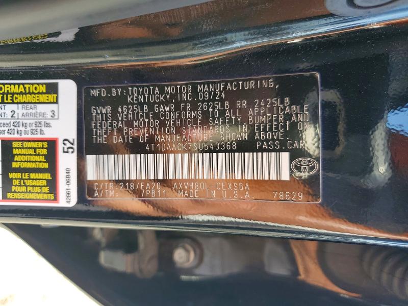 Aukcja sprzedaży 2025 Toyota Camry, vin: 4T1DAACK7SU543368, numer aukcji: 63407716