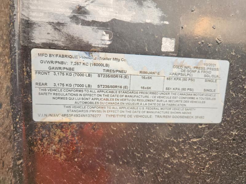 Продаж на аукціоні авто 2022 Pj Trailers Trailer, vin: 4P53F4924N1376277, номер лоту: 62615306