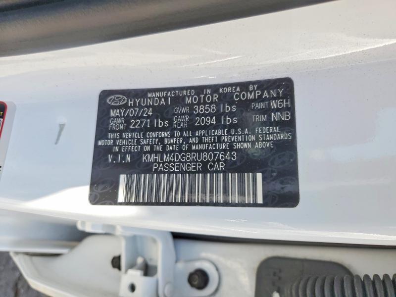 Aukcja sprzedaży 2024 Hyundai Elantra, vin: KMHLM4DG8RU807643, numer aukcji: 60702016