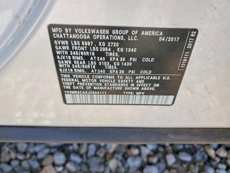 Aukcja sprzedaży 2018 Volkswagen Atlas, vin: 1V2MR2CAXJC504111, numer aukcji: 62797396