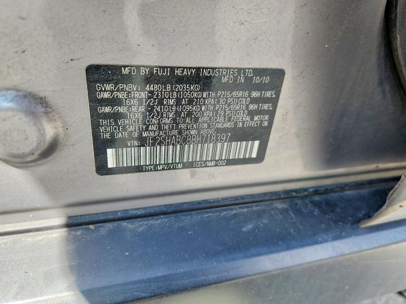 Aukcja sprzedaży 2011 Subaru Forester, vin: JF2SHABC8BH718397, numer aukcji: 60383986