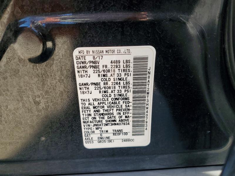 Продаж на аукціоні авто 2017 Nissan Rogue, vin: JN8AT2MT3HW407934, номер лоту: 59987096