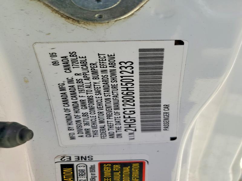 Продаж на аукціоні авто 2006 Honda Civic, vin: 2HGFG12806H501233, номер лоту: 63668466
