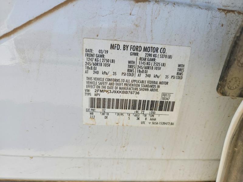 Продаж на аукціоні авто 2019 Ford Edge, vin: 2FMPK3J9XKBB76736, номер лоту: 61512176